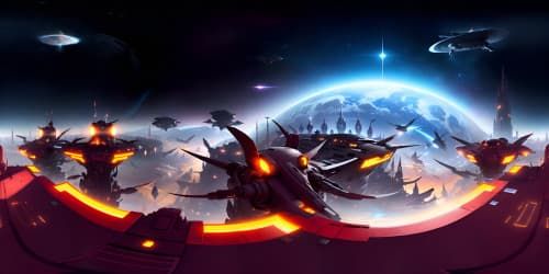 a red world with a lot of castles and colourfull stars around