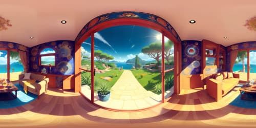 VR360 scene, ultra high-resolution graphic quality, intricate detailing, rich textures, visual opulence, sprawling views. Masterpiece art style, intricate details, polished finish. Grandeur, depth, expanse.