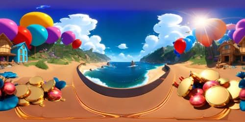 Pixar-style VR360, Mr. Krabs inspired, intricate textures, glistening gold coins, treasure chest, dynamic contrast, undersea color palette, ultra high-res detailing, masterpiece-level craftsmanship