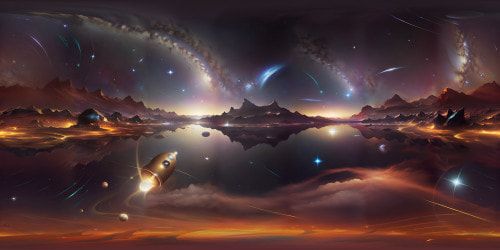 Ultra-high-res VR360 masterpiece, celestial bodies in sharp focus, sol in radiant glory, star flares, iridescent solar winds. Crystal clear stardust trails, shimmering cosmic canvas. Hyperrealism style, distinctive Pixar-inspired contours, vibrant, high contrast palette.