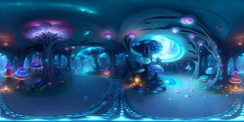 bioluminescence, hyperrealism, crystals, crystalization, cave, mushrooms, big crystals, green, red