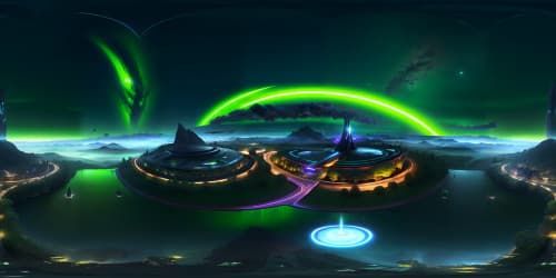 Ultra-high resolution VR360, matrix-style green binary code cascading, constructing VR360 vivid landscape. Brilliance of masterpiece, matrix text morphing into cosmic elements. Green glow against black digital canvas, shaping reality.