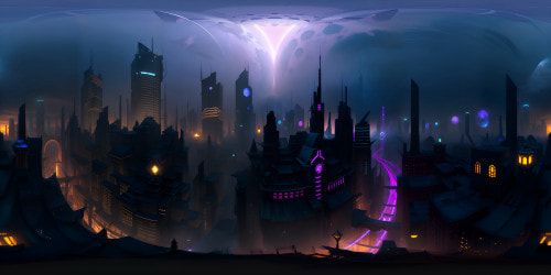 Cyberpunk city at night
