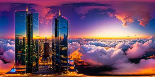 A futuristic cityscape at twilight, towering skyscrapers illuminated by neon lights, holographic advertisements, bustling hovercars zipping through sleek, glossy streets, reflecting the flawless starlit sky; a flawless, ultra-detailed cyberpunk masterpiece.