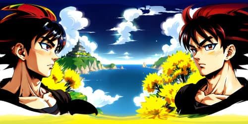 VR360, ultra high-res anime artwork, Ultra Instinct Goku mid-transformation. Mastery of quality, hyper-detailed visualization, ethereal azure radiance. Grandeur, magnificence, VR360 masterpiece.