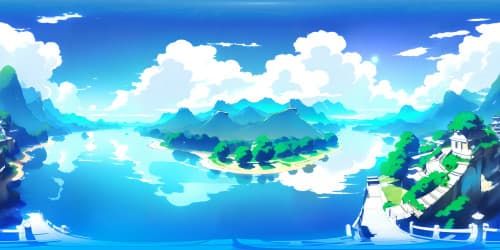 Ultra-high res VR360 masterpiece, Chinese ink painting style, solitary drifting boat, tranquil river stirring under misty VR360 clouds, classical artistry allure, traditional infusion. Ink-washed cloudscape, serene water surface.