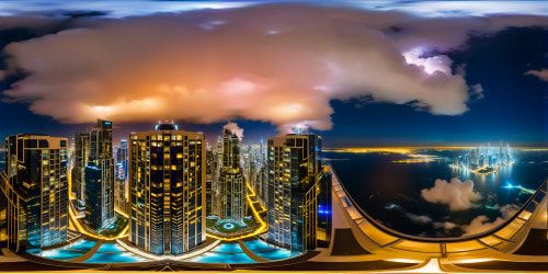 An immaculate, flawless futuristic cityscape at night gleaming under a starlit sky, radiant neon lights reflecting off sleek skyscrapers, seen from a luxurious balcony, intricate details shining in ultra-high resolution perfection.