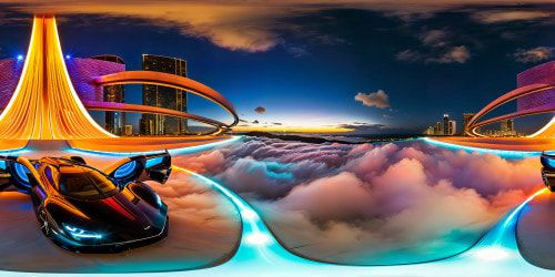 A stunning, flawless, ultra-high-resolution rendering of a futuristic Circuit Automobile under vibrant neon lights, gleaming chrome surfaces, sleek architecture, velvety night sky, dynamic angles, and reflective surfaces.