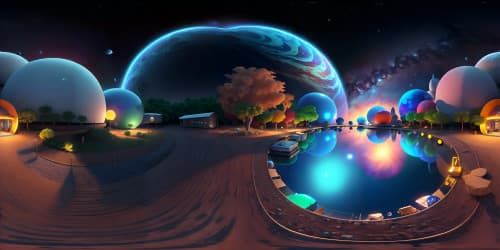 Masterpiece VR360, deep-space perspective. Ultra HD resolution, luminous stars, distant orbiting planets, shadowed moons. Spectacular nebulas, complex galaxies.