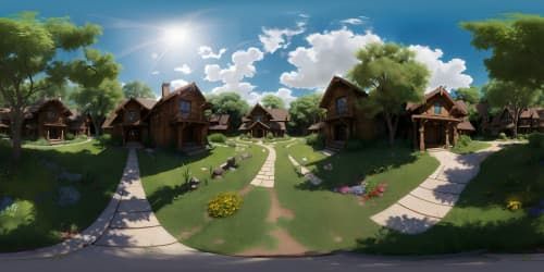 Top-tier masterstroke, VR360 ultra-HD visuals, rabbit burrow entrance, lush green surrounds, dappled sunlight, Dew-kissed foliage, Pixar-style animation.