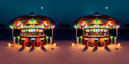 a tiki bar with comfortable seating
