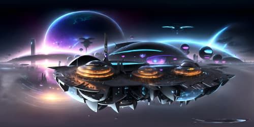 Ultra high res VR360, cybernetic skyline, alien planet vistas, floating neon-etched cities, shimmering digital rain, masterpiece of sci-fi artistry. Pixar-style rendering, attention to minute detail.