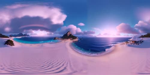 deep blue ocean sunset on horizon sky view