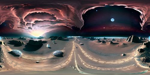 VR360 view, ultra-high resolution in Pixar-style, mesmerizing lunar surface, earth view from space. Craters, dust plains, mountains, moon's dark side. Super-detailed, awe-inspiring VR360 masterpiece, grand cosmic expanse.