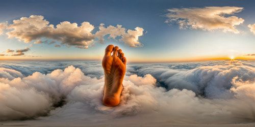 A flawless, ultra high-res capture of delicate, intricate details in sumptuous materials, showcasing perfectly manicured, pedicured feet in stunning high resolution, emphasizing every curve and texture.