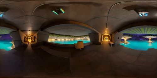 underground cavern with lava lake