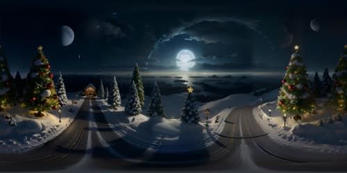 VR360 scene: high-resolution, "undecorated Christmas tree", perfect symmetry, lush evergreen, star-tipped pinnacle. Style: like an oil painting, extraordinary detail, color depth, texture richness. Stellar VR360 experience, immersive masterpiece.