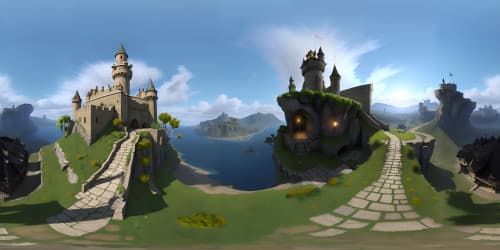 magic city medieval wih castle and trade
