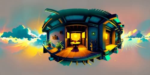 Suzume's symbolic lock-up, ultra high-res, masterpiece like, best quality, VR360 environment, antique iron padlocks, juxtaposed with ethereal clouds, anime-style vibrant color scheme, intricately detailed VR360 sky canvas.