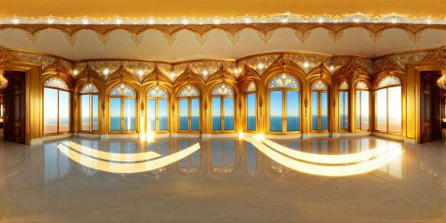 Glistening diamond-encrusted palace under a radiant golden sun, reflecting sparkles off flawless crystal-clear walls, opulent gemstones adorning every surface in ultra-realistic detail.