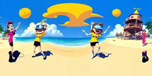 beach masterpiece animegril  suit wind swining  playing  happy 