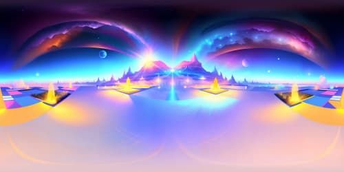 VR360 view of celestial rabbit angel, masterpiece quality, ultra-high resolution, pastel shades, gentle glow from angelic bunny, shimmering fur texture, luminescent wings, ethereal skyscape, soft clouds surrounding, starlight shimmering through