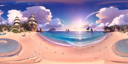 A beach during sunset with dolphins jumping out of the water