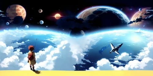 2 planets colliding in distant view