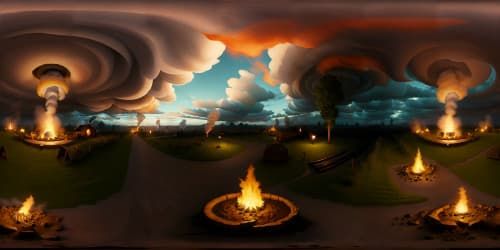 masterpiece VR360, blazing inferno, ash clouds, smoky maelstrom, ultra-high res, incandescent embers, charred remnants