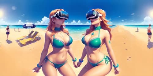 WOMEN AT THE BEACH WEARING SWIMSUITS BOOBS