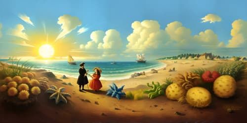 spongebob on  the beach
