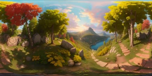 chill sunset in empty sky on grassy hills