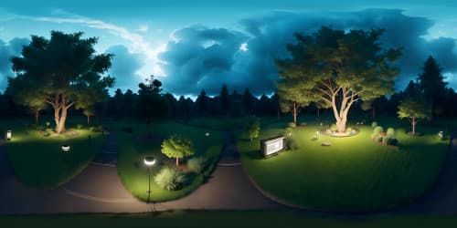 Masterpiece quality VR360, ultra high-res. Tree canopy panorama under stormy, dark clouded sky. Rain-swept forest hillside, creating immersive VR360 forest view.