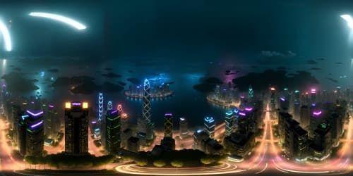 hong kong city at night with neon lights