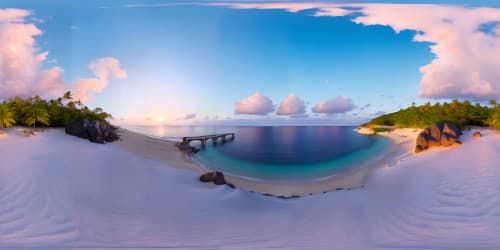 tropical beach sunset blue water pink sky