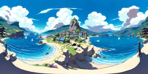 Masterpiece gaming world, ultra high-res, VR360 breathtaking landscapes, pixel-perfect detail, lavish fantasy scenes, contrast of light and shadow, striking color palettes, stylized in-game elements.