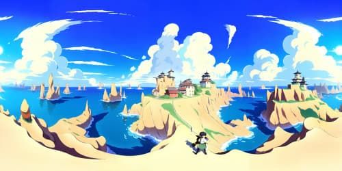 Ultra high-res VR360 masterpiece, sweeping cityscape at midnight by ocean's brink. Amplified surreal red-light district in neon blaze. VR360 tranquil ocean reflections, fantasy-inspired celestial panorama. Ethereal luminescence, unhindered grand view. Paramount quality, zenith resolution.