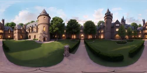 hogwarts school grounds at sunset