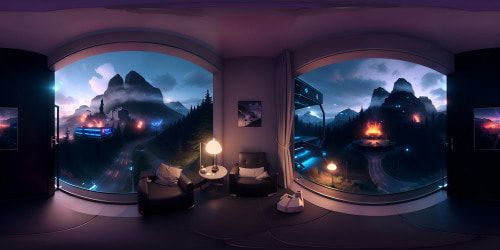 living room looking out at mountains