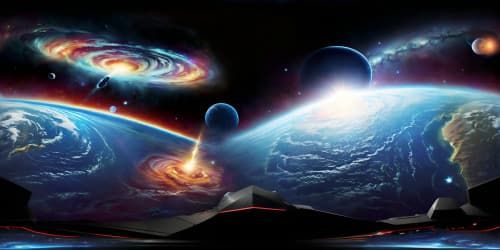 planets colliding in distant view
