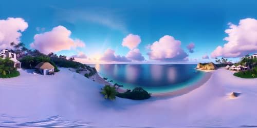 tropical beach sunset blue water pink sky