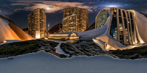 A flawlessly designed, opulent skyscraper penthouse balcony at night, overlooking a shimmering cityscape reflected in the glistening river below, set against a star-studded celestial backdrop, a breathtakingly detailed and ultra-high-resolution tableau fit for an artist's definitive masterpiece.