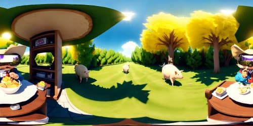 five pigs wearing derby hats and vr glasses eating ham sandwiches advanced