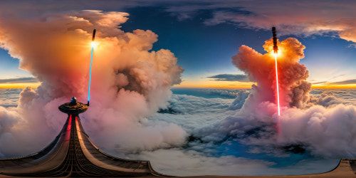 Epic lightsaber battle on a vividly detailed galactic platform, intense blue and red energy clashes, dynamic pushed to the limits action, futuristic cityscape at twilight as the backdrop, ultra high-res 3D spectacle capturing every moment flawlessly.