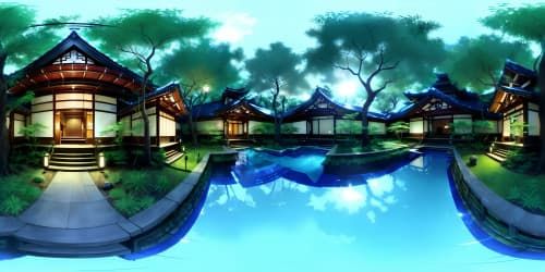the house have an open space lobby viewing the forest behind tall glass walls. the room has japanese-style