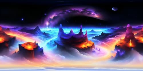 Masterpiece quality, VR360 ultra high-resolution, glorious celestial bodies, striking stardust. Unique mix of realism, fantasy art. Fleeting comets, cosmic nebulae. VR360 panoramic view, surreal cosmic vista.