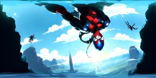 2 diffrent spidermen. one of the spiderman in a black motorcycle suit