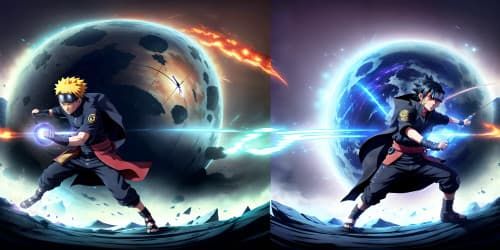 Uzumaki Naruto is fighting with Uchiha Sasuke at The Valley of the End.