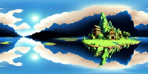 VR360 Chinese ink painting style, misty ethereal clouds, lone boat adrift on serene, icy river. Masterpiece quality, ultra-high resolution, traditional classical aura. VR360 scene, best quality, virtuoso piece.