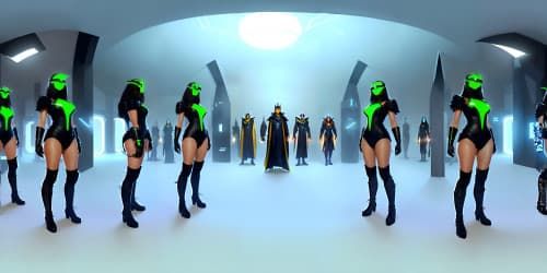 three black african american women wearing long boots and sexy bikinis. they are sorceresses with staffs with energy emanating from it' one woman has dreadlocks. one has a red cape. they are ready for battle'